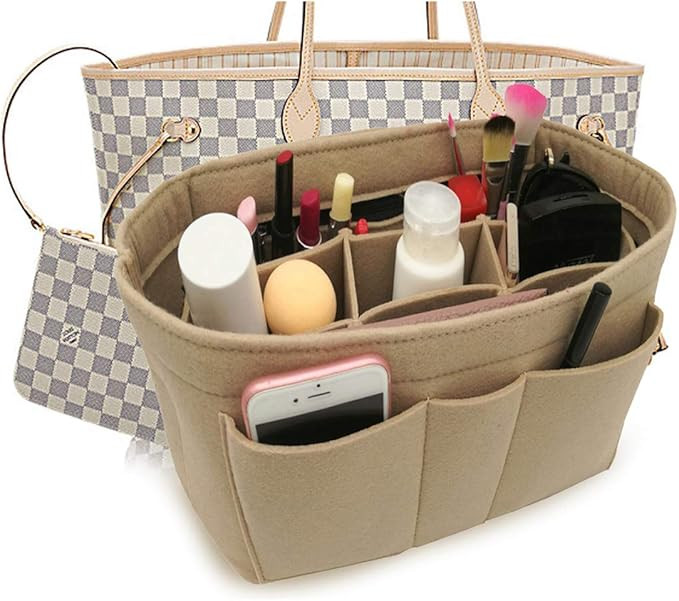 Felt Insert Fabric Purse Organizer Bag, Bag Insert In Bag with Zipper Inner Pocket Fits Neverfull... | Amazon (US)
