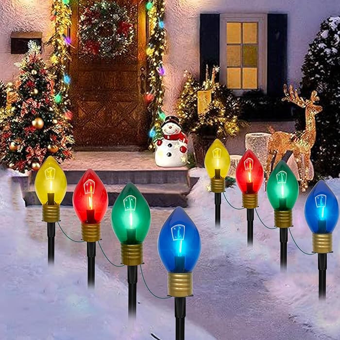 GOOTHY Jumbo C9 Christmas Pathway Lights Outdoor, 2 Pack 7Ft Christmas Decorations String Lights ... | Amazon (US)