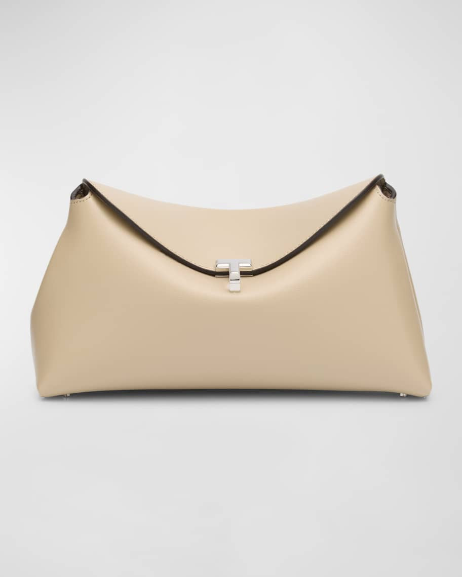 T-Lock Leather Clutch Bag | Neiman Marcus