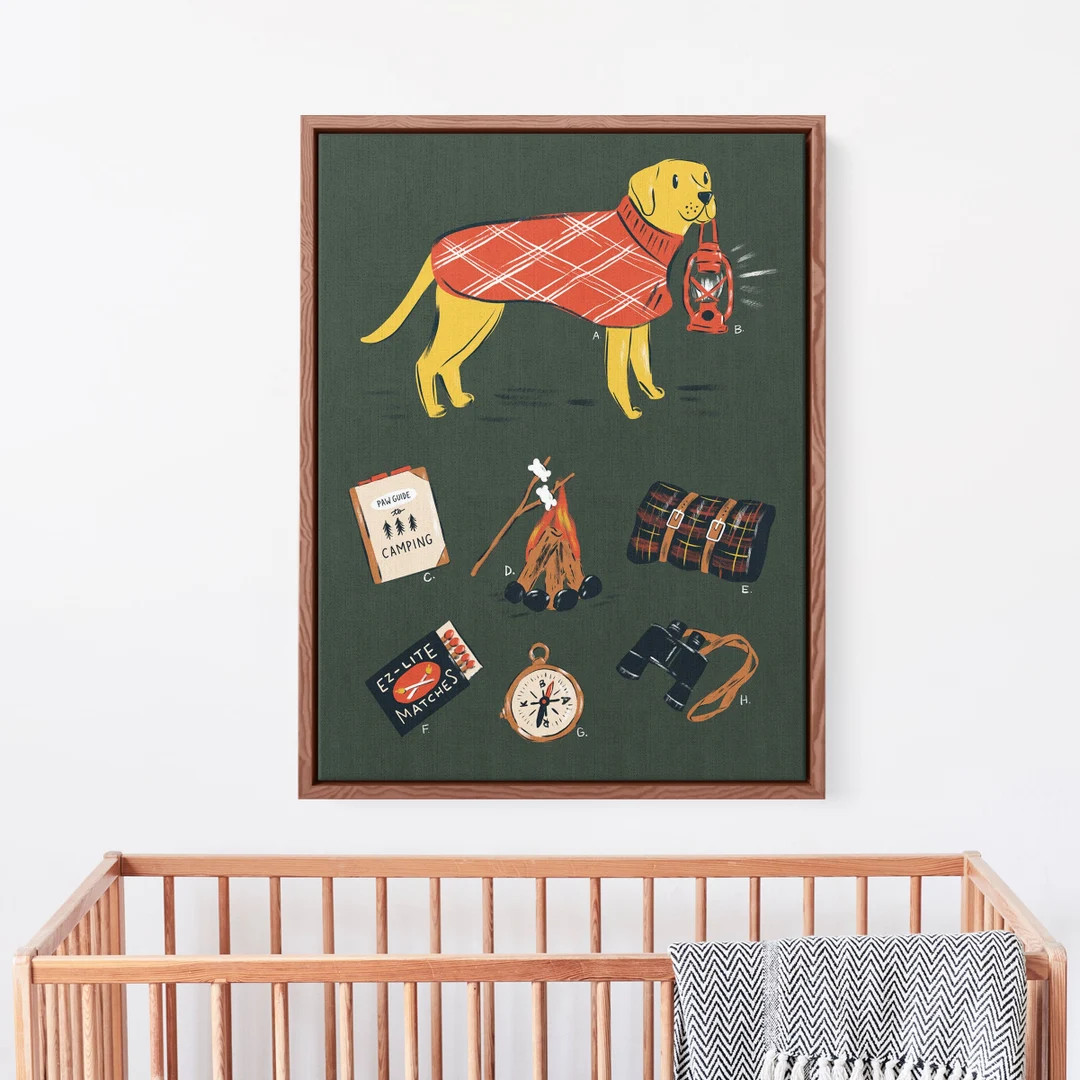 Vintage Camping Dog Art Print for Nursery Wilderness Nursery Wall Decor Outdoors Camping Print Bo... | Etsy (US)