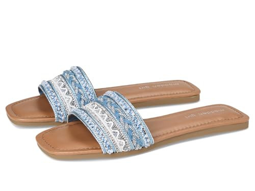 Madden Girl Women's Threadd Slide Sandal, Blue Multi, 7.5 | Amazon (US)