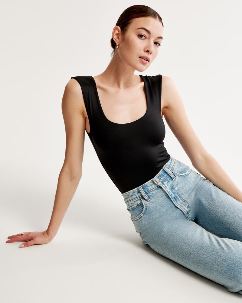 Sleek Seamless Fabric Cap Sleeve Bodysuit | Abercrombie & Fitch (US)