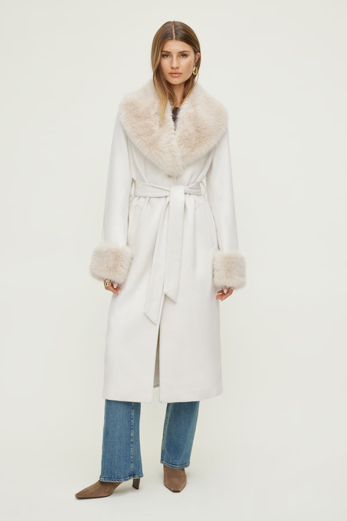 Faux Fur Trim Wool Coat | Dynamite Clothing