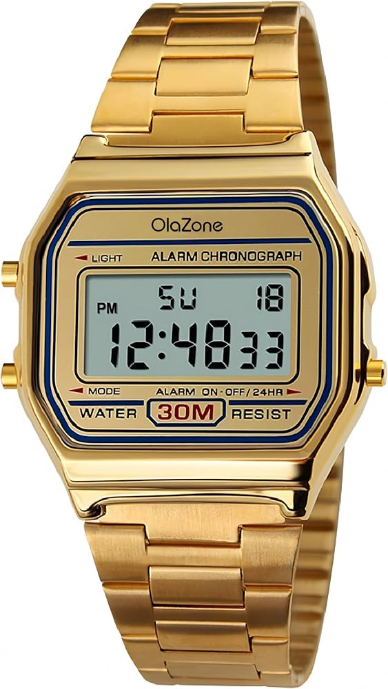 SNE Digital Sports Watch Men's Water Resistant Outdoor Stainless Steel Band Electronic Square LED... | Amazon (US)