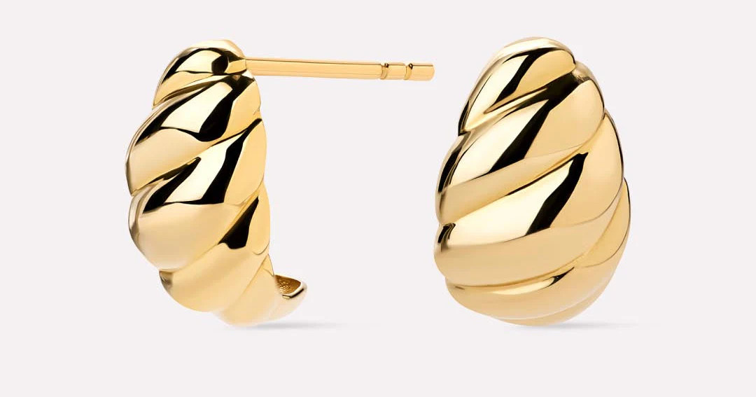 Solid Yellow Gold - Rope Huggie Studs | Ana Luisa