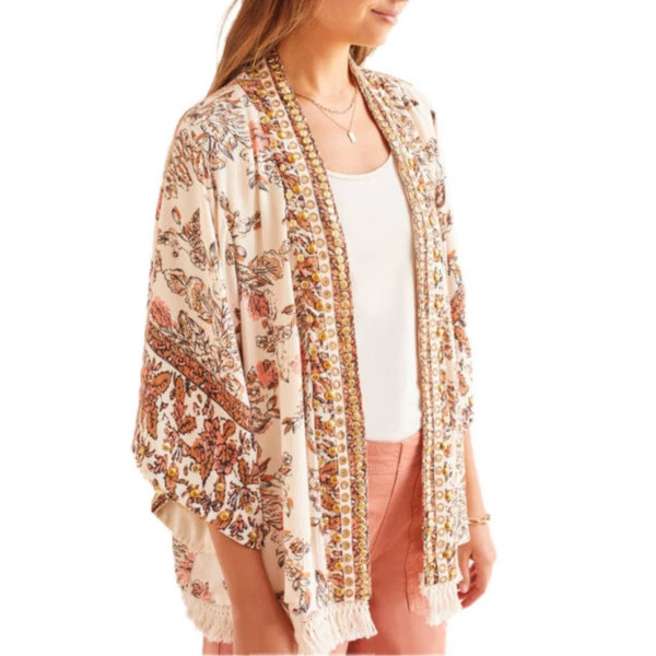 Women's Tribal Embellished 3/4 Sleeve Kimono S/M Cashew | Scheels