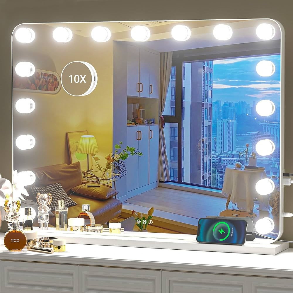 Hasipu Vanity Mirror with Lights, 31.5" x 23.6" Hollywood Mirror, Makeup Mirror with 17 Dimmable ... | Amazon (US)