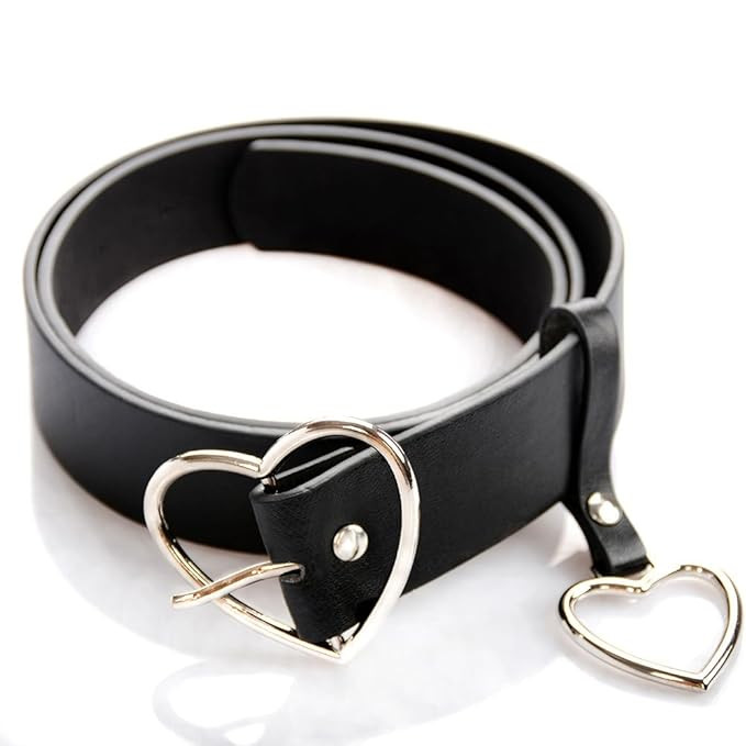 UTENEW Heart Shape Belts Wide Black Leather Waist Belt Women Jeans Pants Dresses with Alloy Buckl... | Amazon (US)
