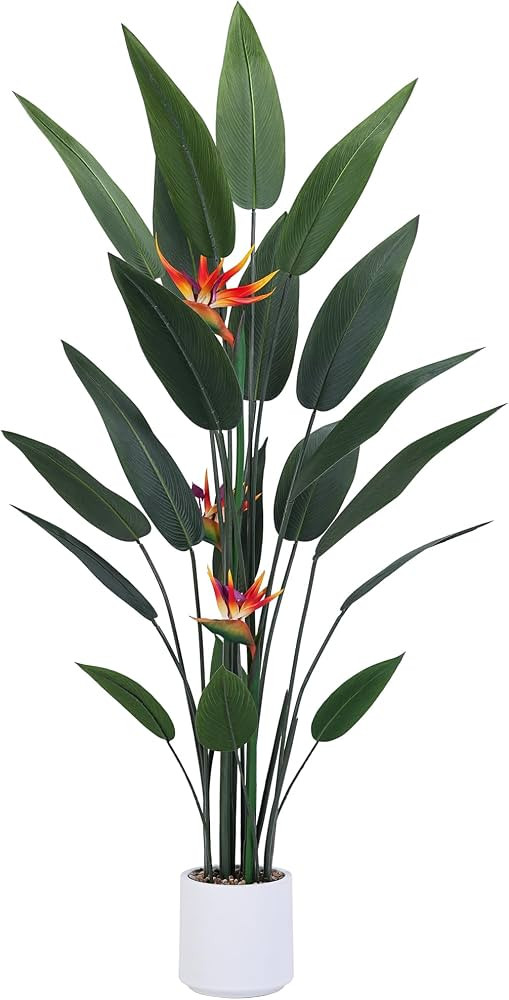 Artificial Bird of Paradise Plant 5 Ft Tall Fake Banana Leaf Plant for Indoors and Outdoors, Arti... | Amazon (US)