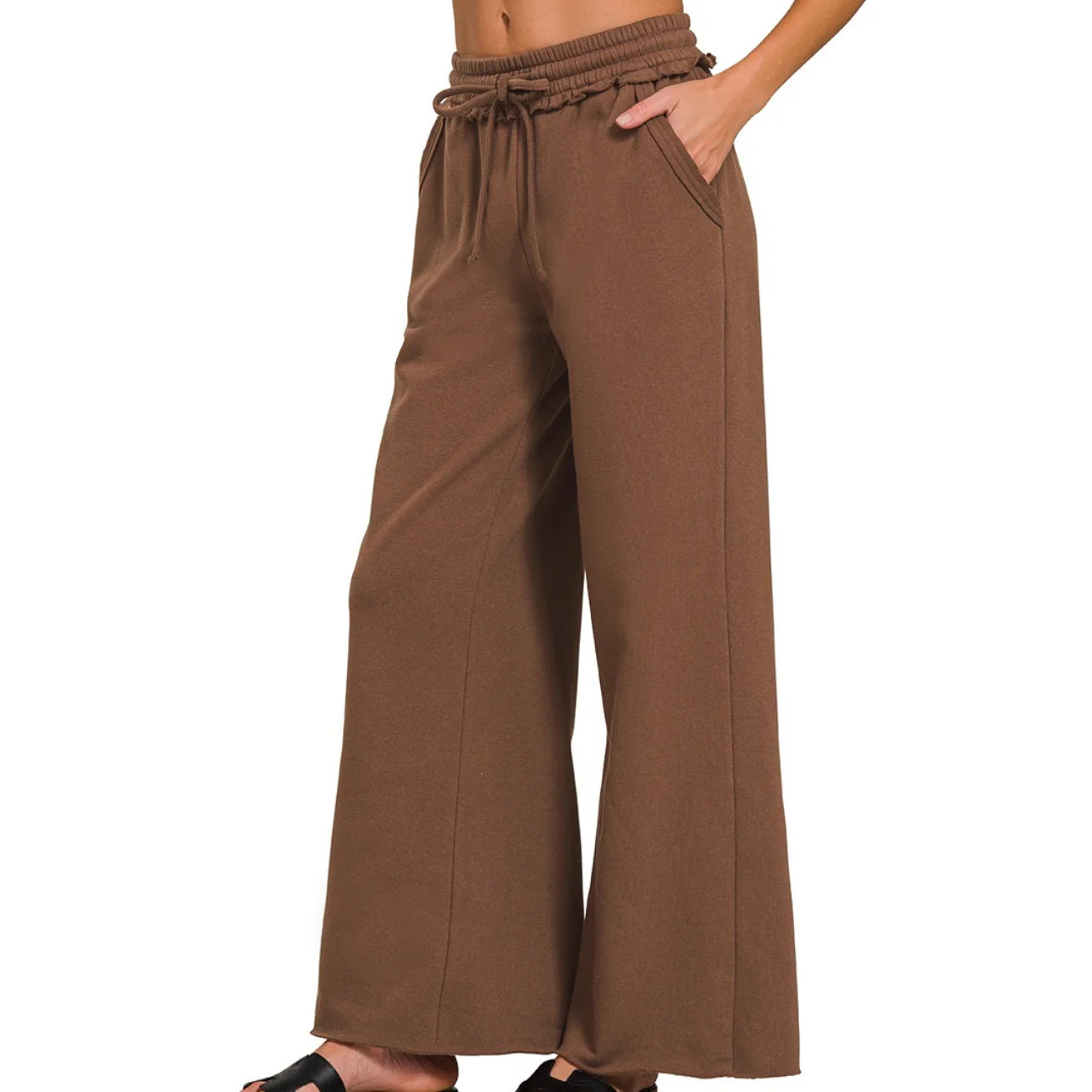 Fleece Exposed Seam Wide Leg Sweatpants | Southern Roots Clothing Co.