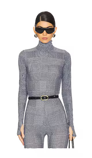 Classic Turtleneck Bodysuit in Houndstooth Plaid | Revolve Clothing (Global)