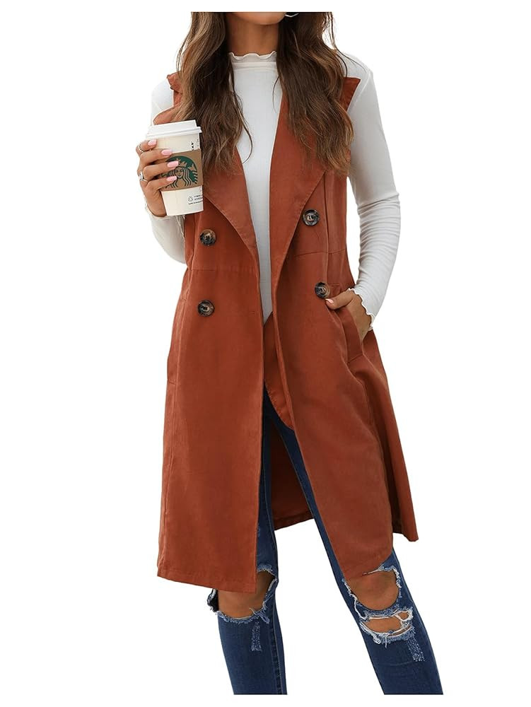 GORGLITTER Women's Fitted Long Blazer Vest Sleeveless Trendy Fall Business Casual Dressy Work Bla... | Amazon (US)