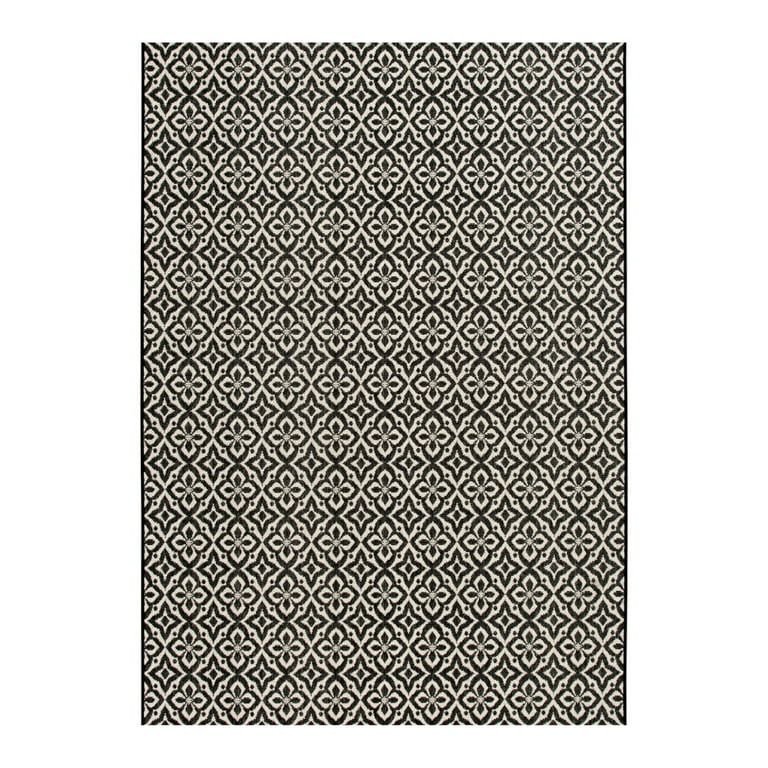 Mainstays 6' 6" x 9' 6" Black Medallion Outdoor Area Rug - Walmart.com | Walmart (US)
