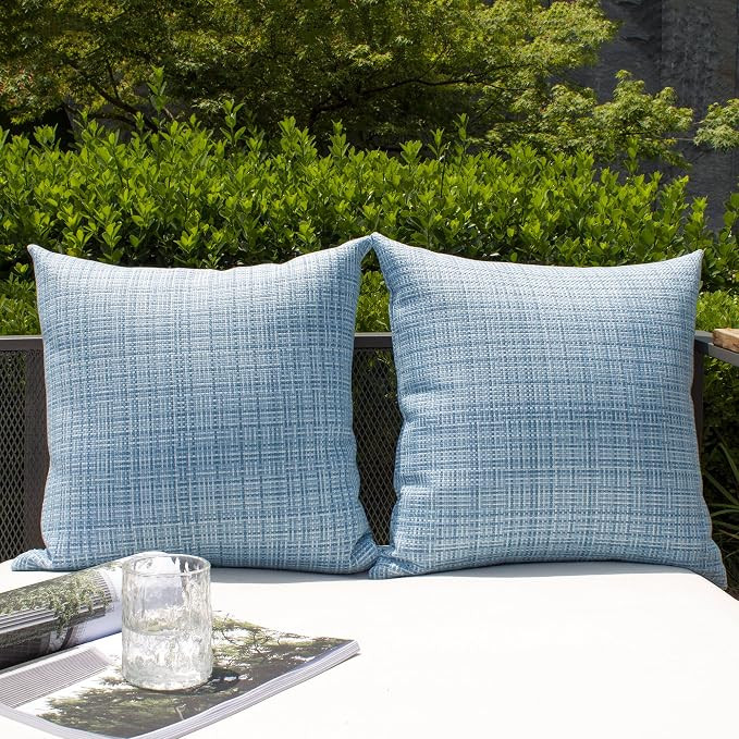 Kevin Textile Pack of 2 Decorative Outdoor Waterproof Throw Pillow Covers Stripe Square Pillowcas... | Amazon (US)