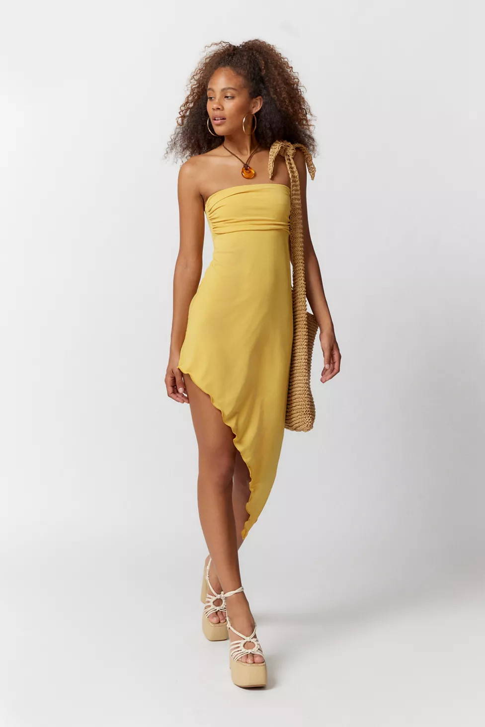 UO Y2K Asymmetrical Midi Dress | Urban Outfitters (US and RoW)