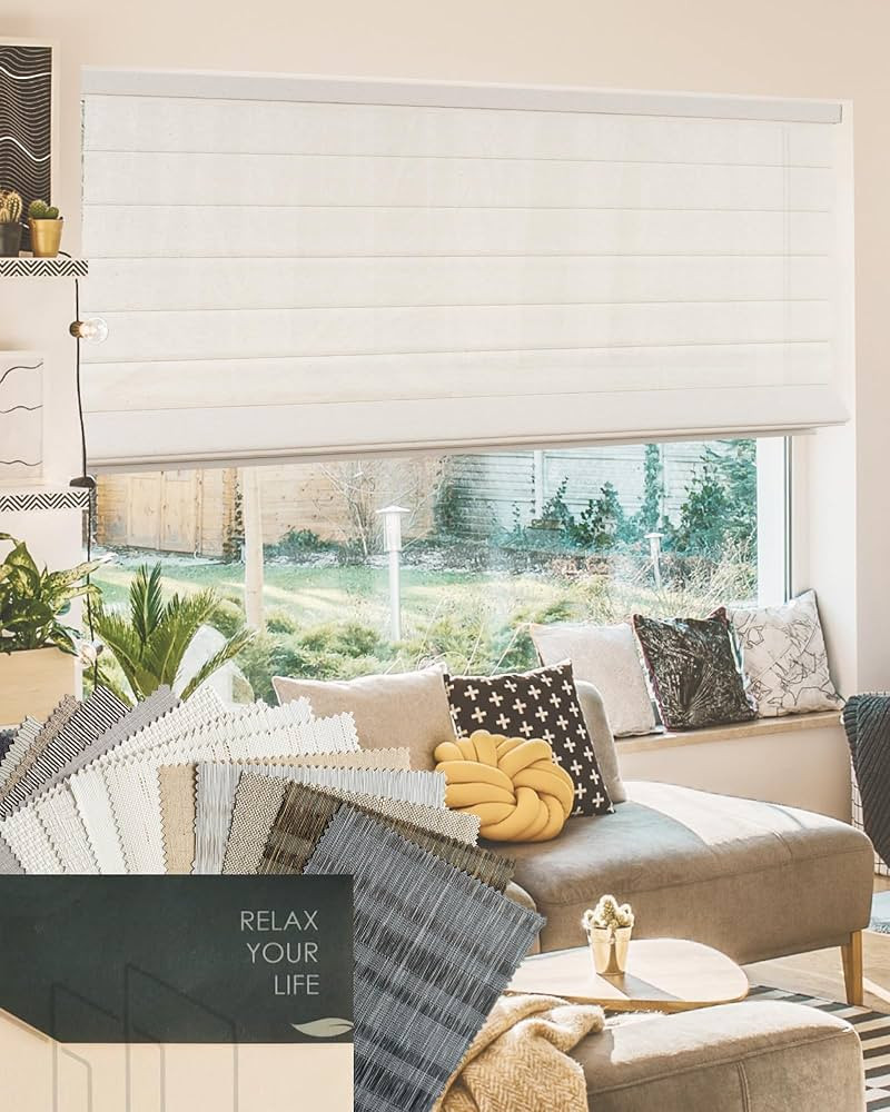 Yoolax Roman Shades Light Filtering Blinds for Windows, Roman Shades Cordless, Fabric Sample (Mul... | Amazon (US)