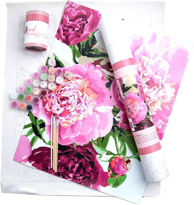 Pink Picasso Kits Botanical Floral Paint by Number for Adults &Teens | DIY Canvas 16x20 Acrylic P... | Amazon (US)