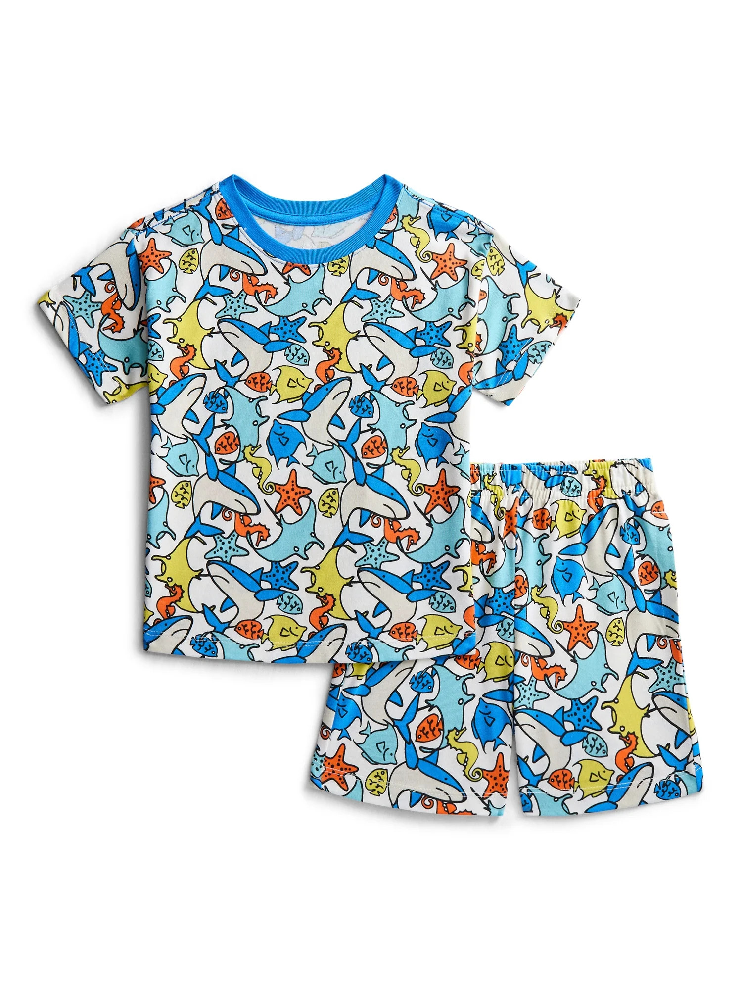 Wonder Nation Toddler Boys Short Sleeve Top and Shorts Outfit Set, 2-Piece, Sizes 12M-5T | Walmart (US)