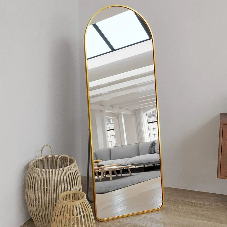 BEAUTYPEAK 65"x22" Full Length Mirror Arched Floor Mirror Full Body Mirror Standing, Gold - Walma... | Walmart (US)