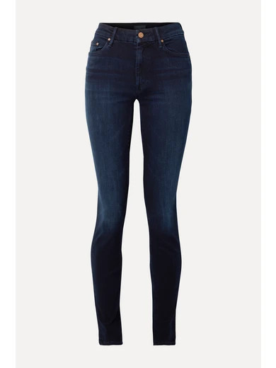 Mother - The Super Looker Mid-rise Skinny Jeans - Dark denim | NET-A-PORTER (US)