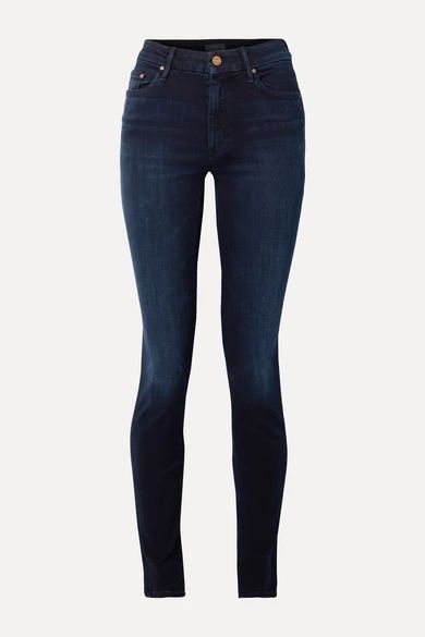 Mother - The Super Looker Mid-rise Skinny Jeans - Dark denim | NET-A-PORTER (US)