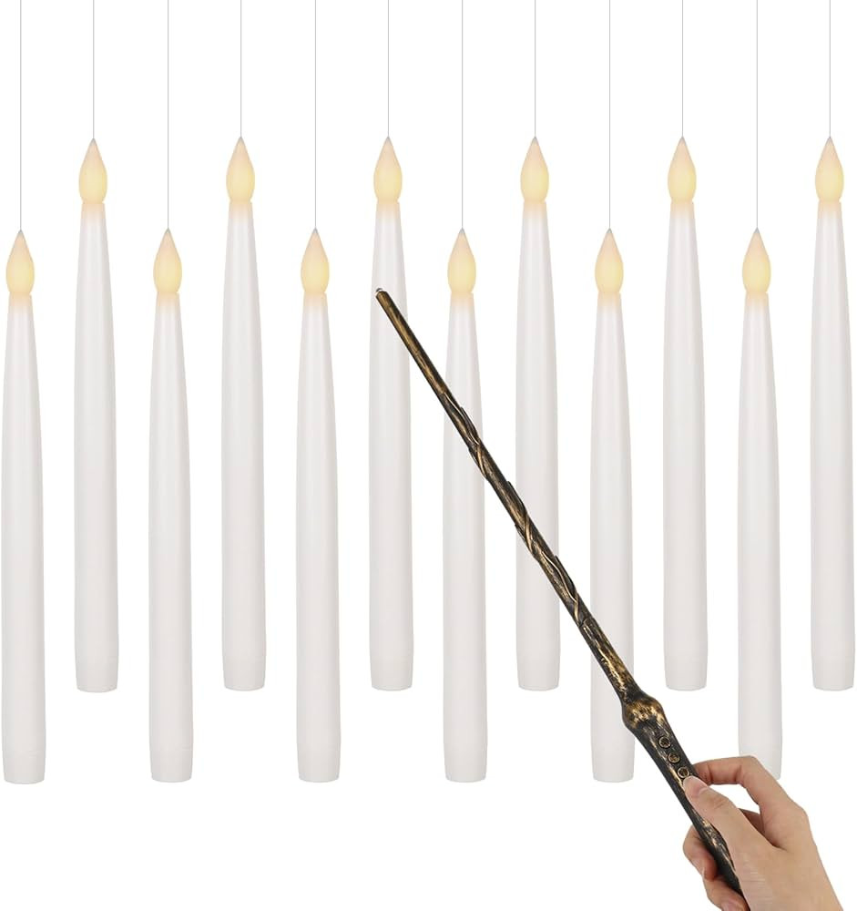 GenSwin 10.8" Floating Candles with Magic Wand Remote Timer, Flameless Taper Candles Flickering B... | Amazon (US)