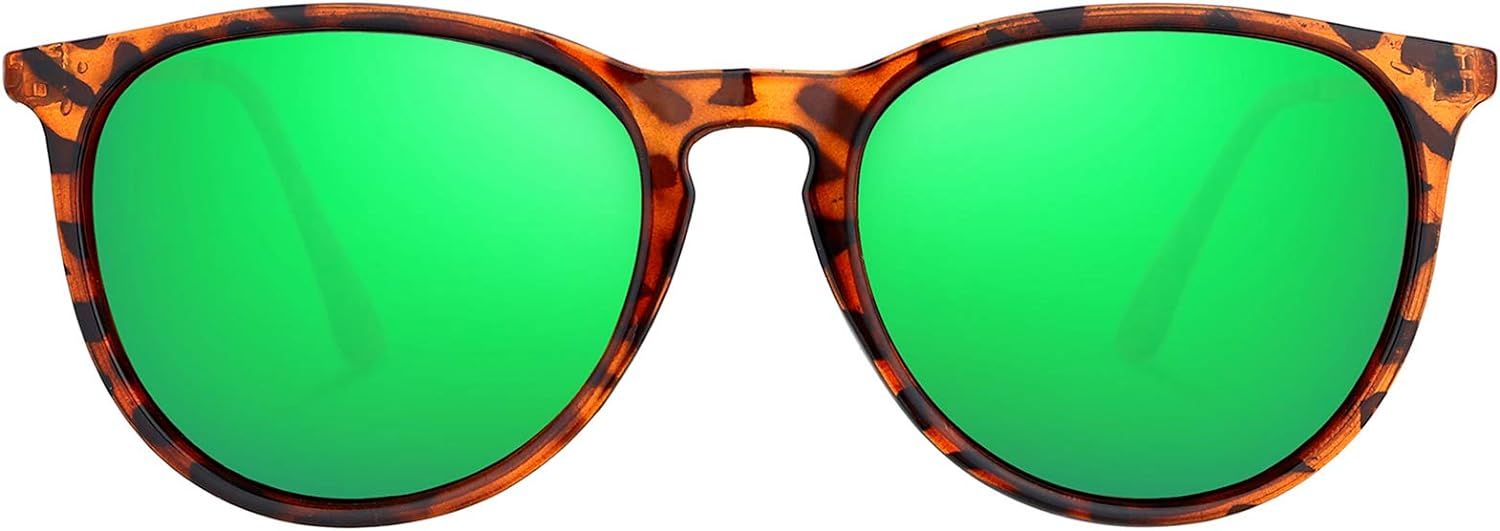 Vintage Round Polarized Sunglasses For Women and Men Retro Mirrored Lens 100% UV400 Blocking TR90... | Amazon (US)
