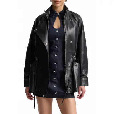 Avec Les Filles Slouchy Leather Jacket in Black at Nordstrom, Size Small | Nordstrom