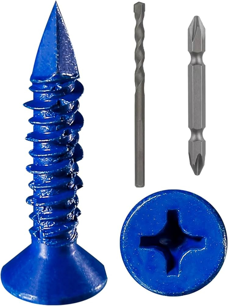 WenSilon(30 PCS) 3/16" x1-1/4 Concrete Screw Anchor Blue Flat Head for Anchoring to Masonry, Bloc... | Amazon (US)