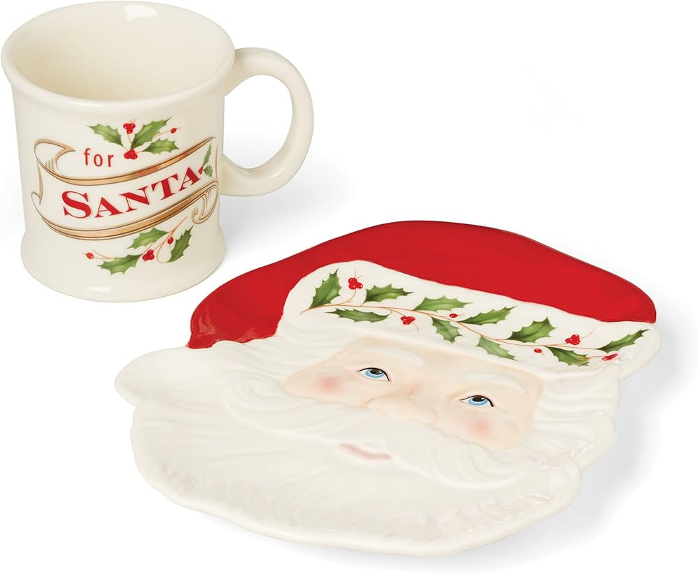 Lenox Holiday 2-Piece Cookies for Santa Set, 2.20, Red & Green | Amazon (US)