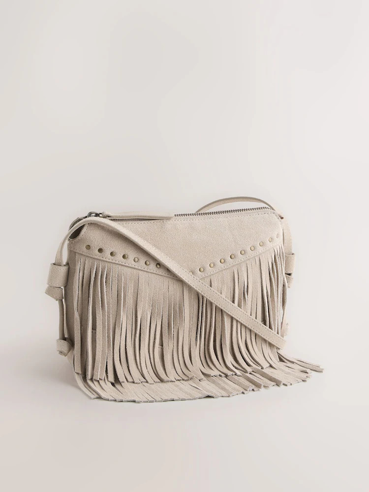 Bone Leather Fringe Cross Body Bag | Next US