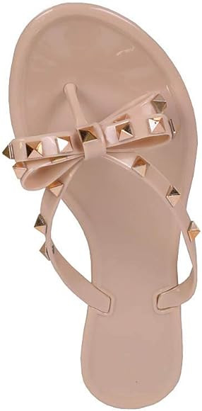 Womens Studded Jelly Flip Flops Sandals with Bow | Amazon (US)
