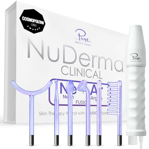 Pure Daily Care NuDerma Clinical Portable Skin Therapy Wand, Machine with 6 Fusion Neon + Argon Wands – Anti Aging - Clarifying - Skin Tightening & Radiance - Wrinkle Reducing | Amazon (US)