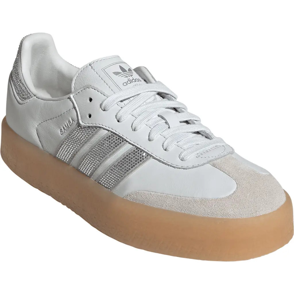 adidas Sambae Sneaker in Crystal White/Silver/Gum4 at Nordstrom, Size 10.5 | Nordstrom