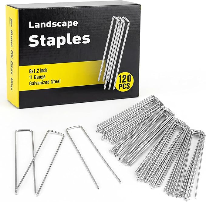 HongWay 120 Pack 6 Inch Landscape Staples 11 Gauge Garden Staples, Galvanized Ground Stakes SOD P... | Amazon (US)