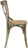 Modway Gear Modern Farmhouse Cross Back Solid Elm Wood Dining Side Chair With Rattan Seat In Gray | Amazon (US)