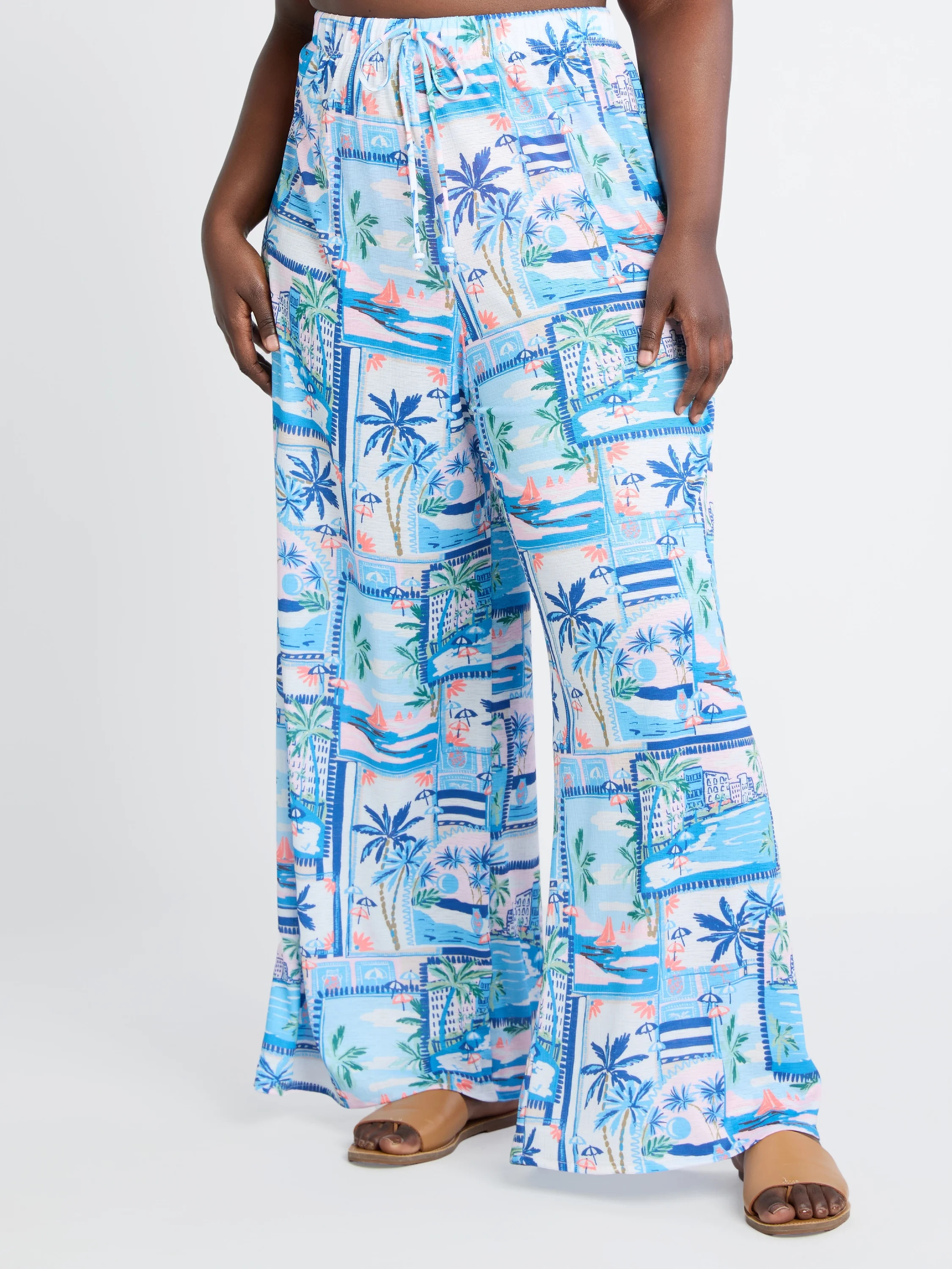 Time and Tru Women’s and Women’s Plus Scenic Print Coverup Pants, Sizes XS-3X | Walmart (US)