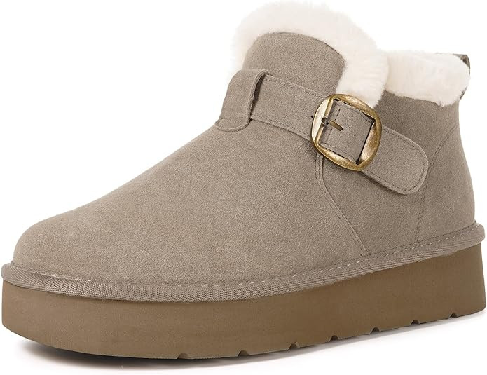 Hsyooes Womens Snow Boots Genuine Suede Leather Mini Boots Anti-Slip Outdoor Winter Ankle Booties... | Amazon (US)