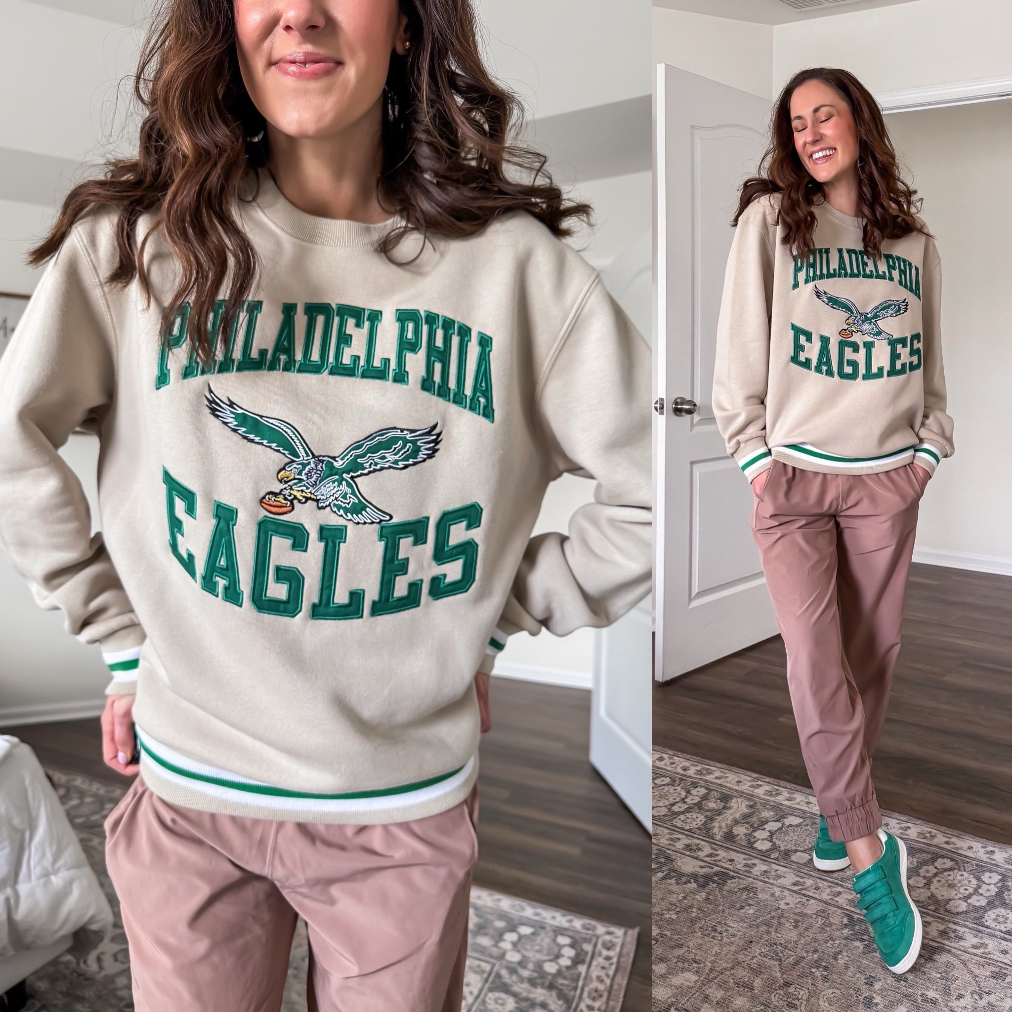 Philadelphia Eagles sweatshirt for the Super Bowl 🦅 paired with Abercrombie joggers for a casual game day outfit 

#LTKActive #LTKFindsUnder50 #LTKSeasonal