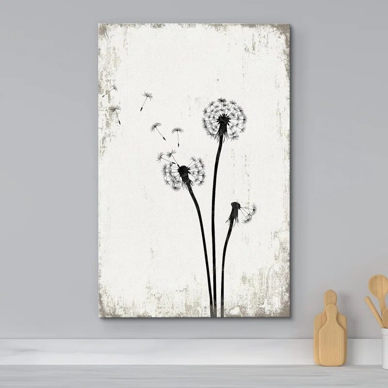 Dandelion Whimsy Minimalist Neutral Vintage Living Room Picture Framed Canvas Print Large Wall Ar... | Wayfair North America