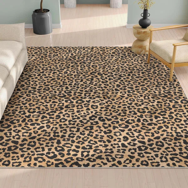 Havsa Leopard Brown Modern Flat-Weave Rug | Wayfair North America