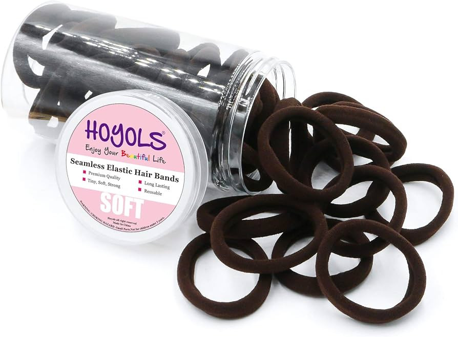 HOYOLS Soft Seamless Hair Ties, Dark Brown Stretch Elastic Ponytail Holders Bands for Women Thick... | Amazon (US)