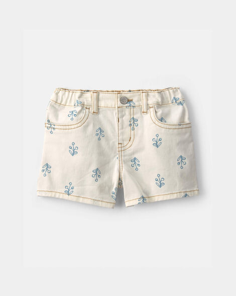 Toddler Girl Floral Twill Shorts - Ivory | Carter's | Carter's Inc
