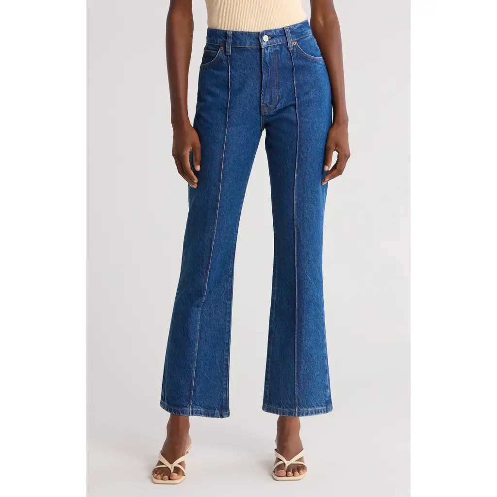 Reformation Mia Seamed High Waist Flare Jeans in Cleary Pintuck at Nordstrom Rack, Size 28 | Nordstrom Rack