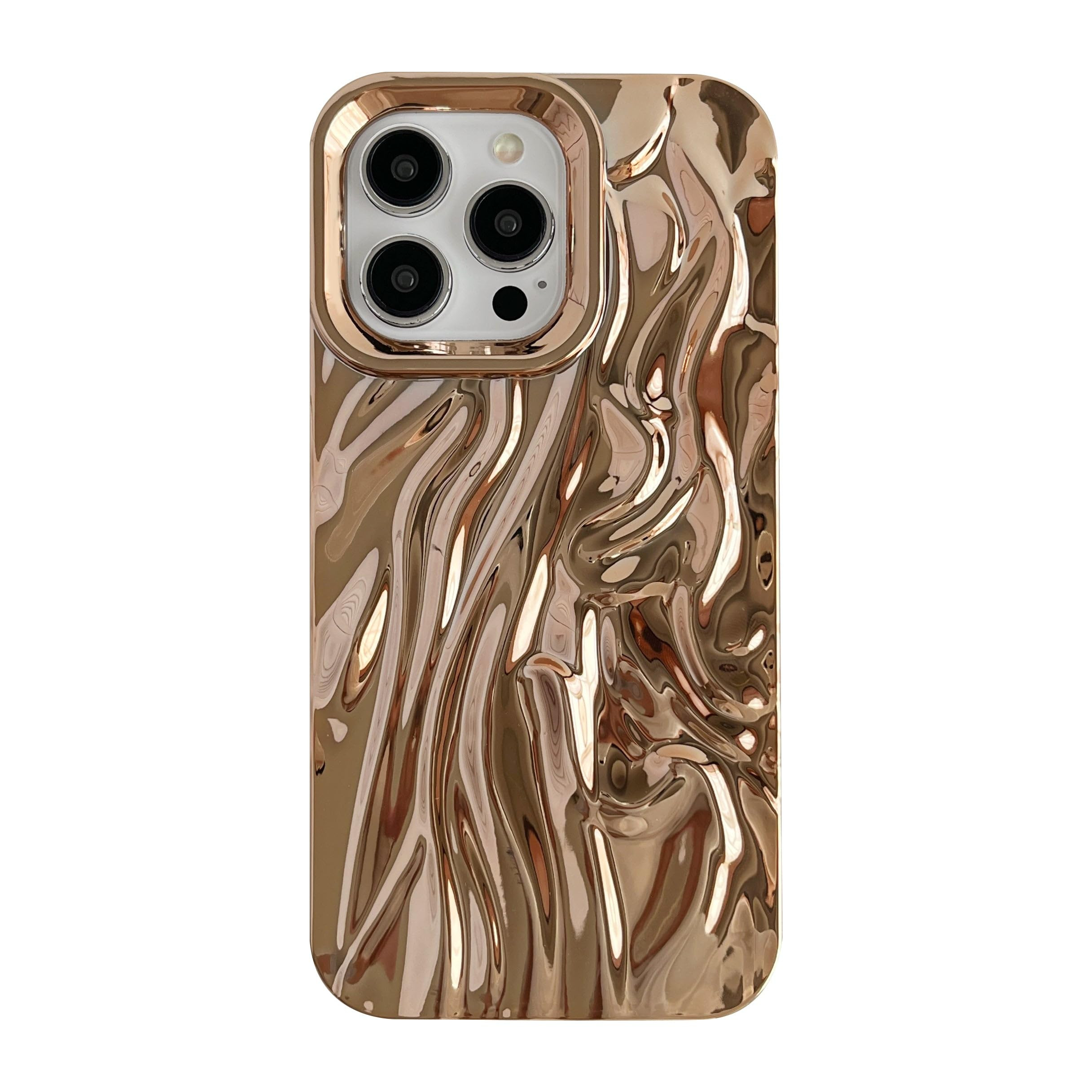 Caseative for iPhone 16 Pro Max Case,Pleated Water Ripple Chrome Wave Pattern Soft Phone Case (Go... | Amazon (US)