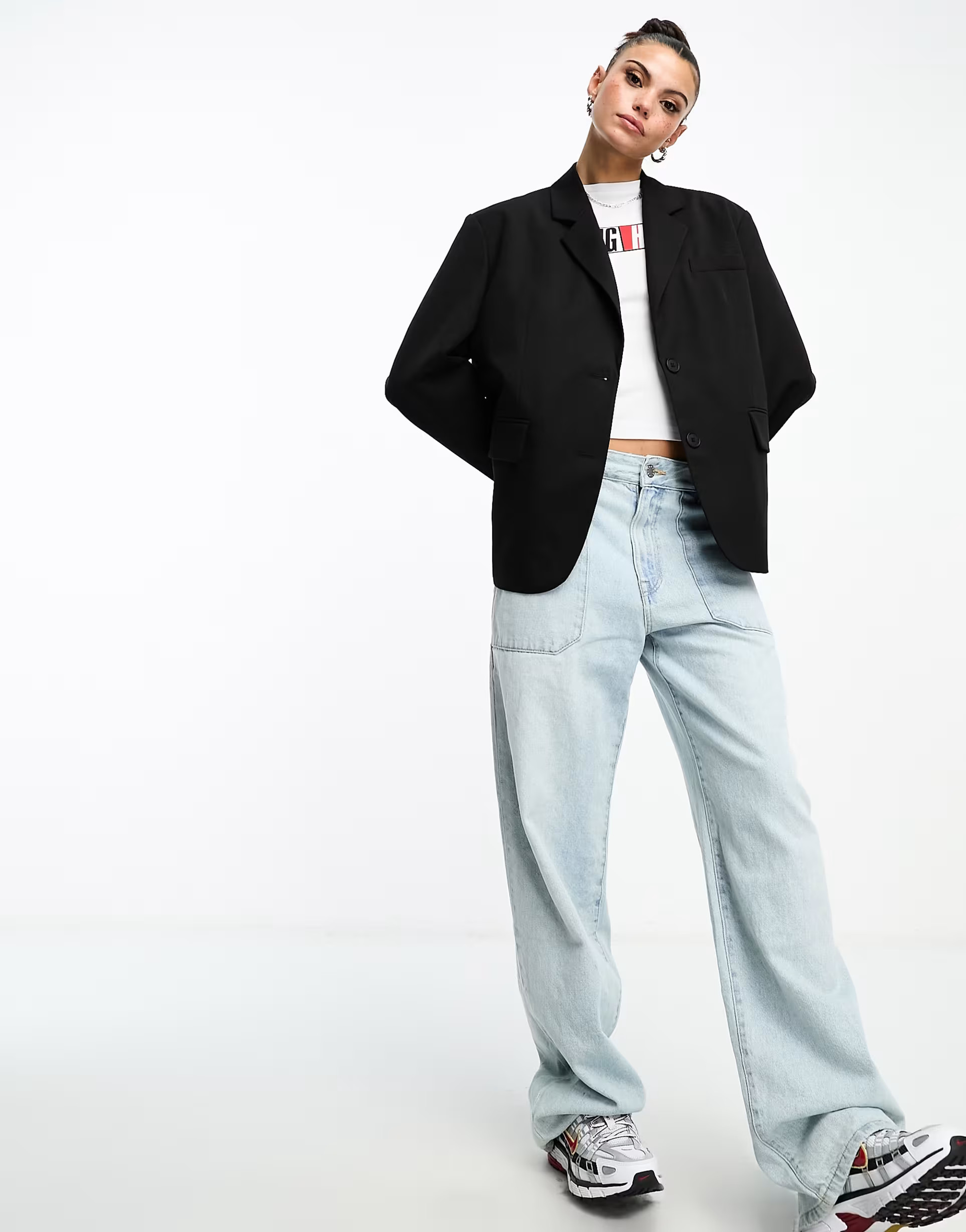 Stradivarius STR oversized tailored blazer in black | ASOS (Global)
