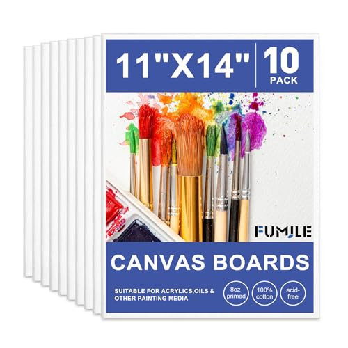 FUMILE Canvases for Painting 11x14 Inch 10 Pack, Canvas Boards for Painting Primed Acid Free Blank Canvas Panels for Oil Paint, Watercolor, Acrylic Paint, Gouache and Tempera. | Amazon (US)