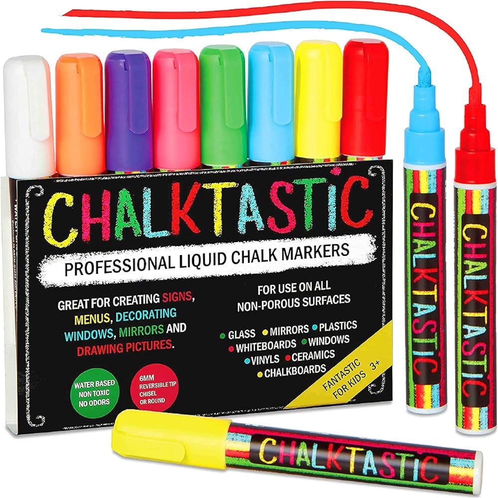 Chalktastic Chalkboard Markers for Kids Set of 8 Washable, Erasable Chalk Ink Dry Erase Pens for ... | Amazon (US)
