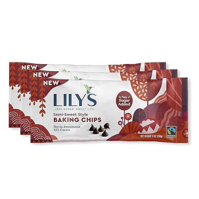 Semi-Sweet Baking Chips by Lily's | Stevia Sweetened, No Added Sugar, Low-Carb, Keto-Friendly | 4... | Amazon (US)