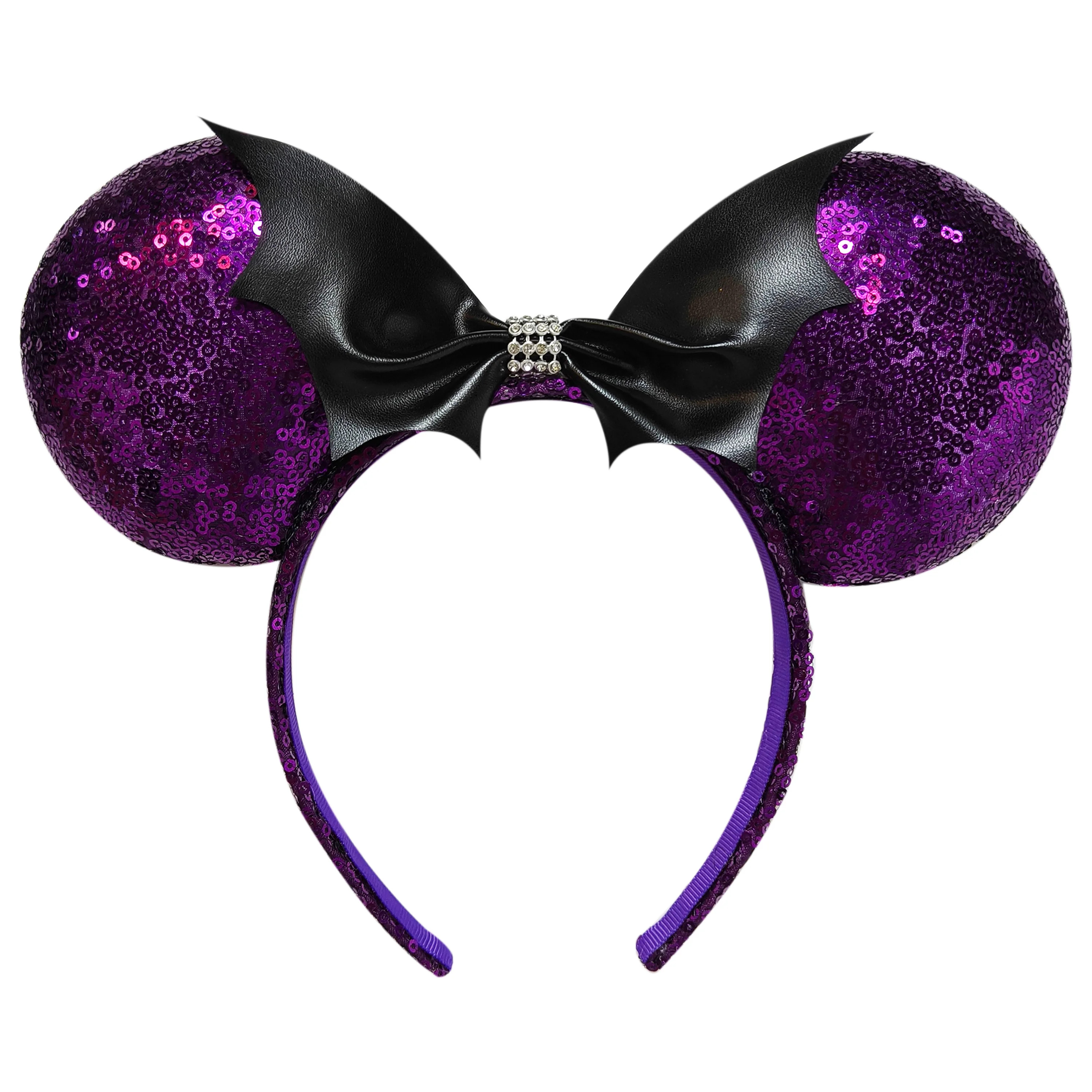 Bat Minnie Mouse Ears Costume Headband, Purple and Black, All Ages | Walmart (US)